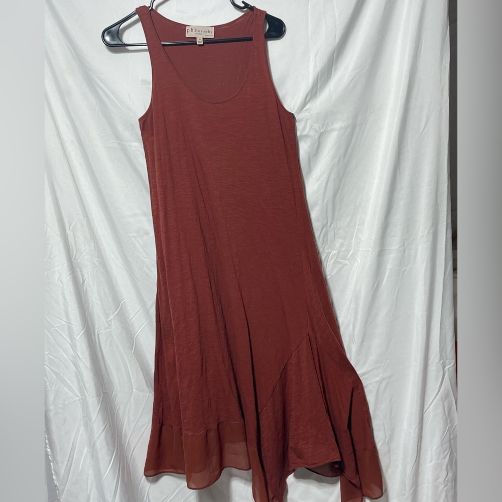Philosophy Chic Sleeveless Midi Dress in Rich Brown